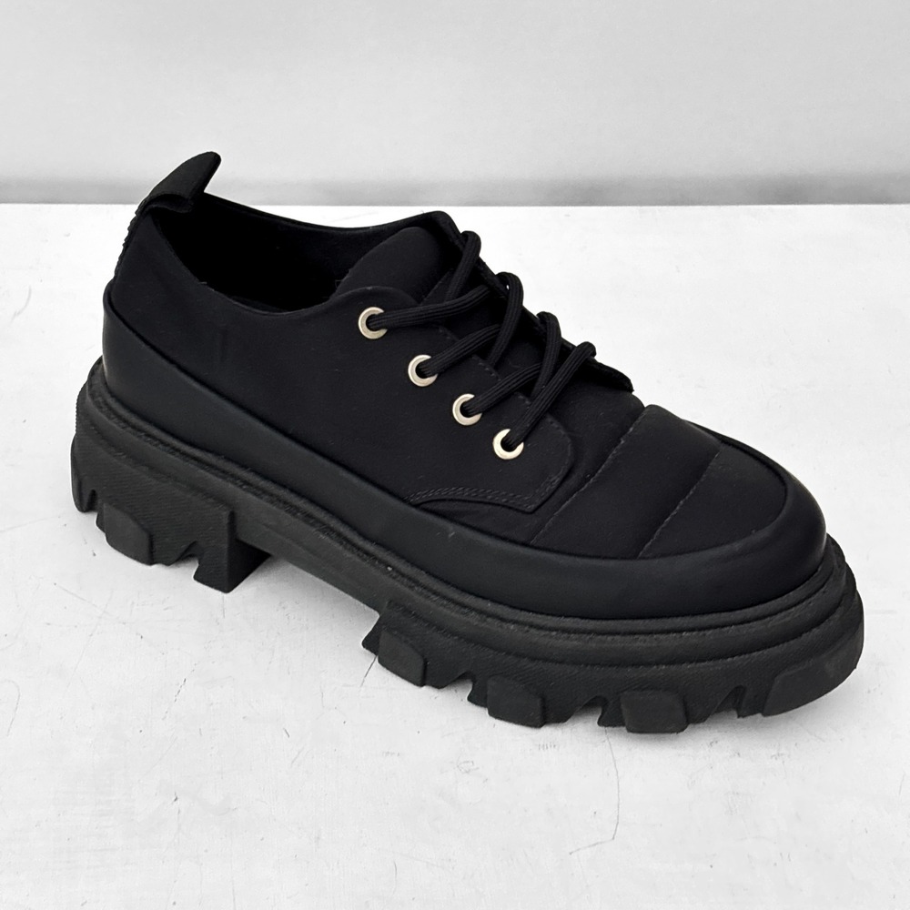 GANNI Black Nylon Winter Hybrid Derbys Sz 10 (IT 40) Chunky Lug Sole Sneakers